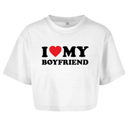 I LOVE MY BOYFRIEND Crop-Top - finestshirts.de
