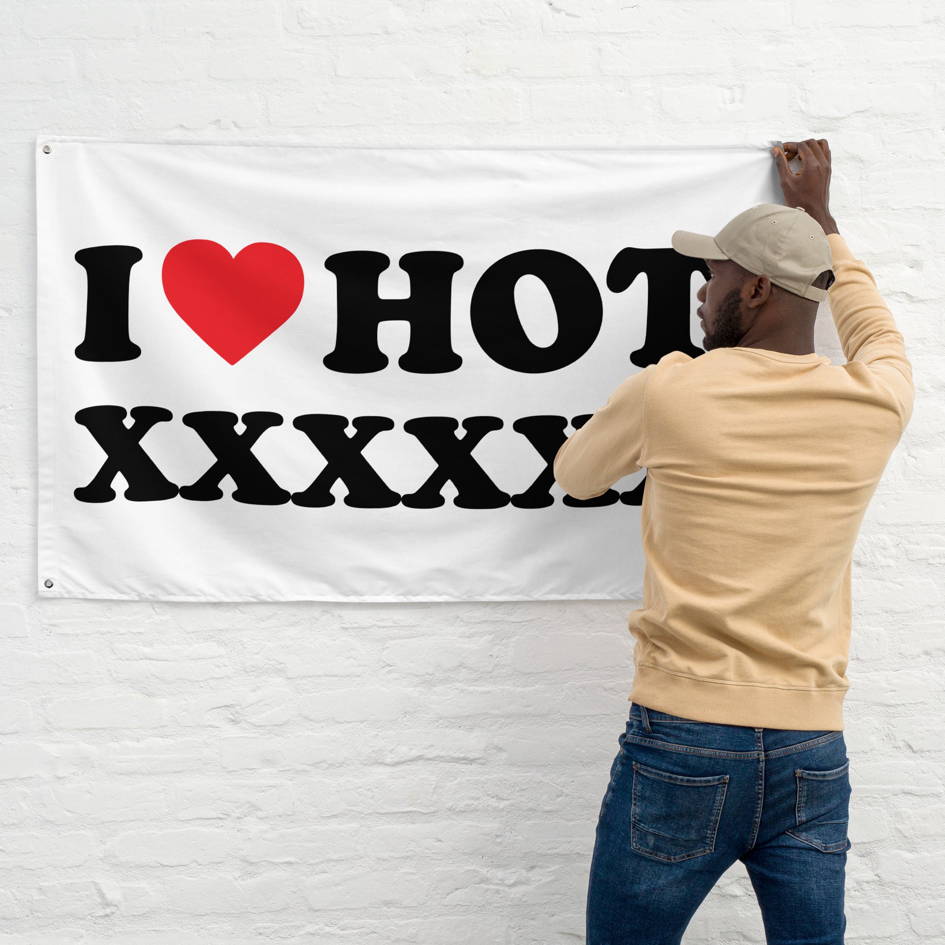 I LOVE HOT [PERSONALISIERBAR] Flagge - finestshirts.de