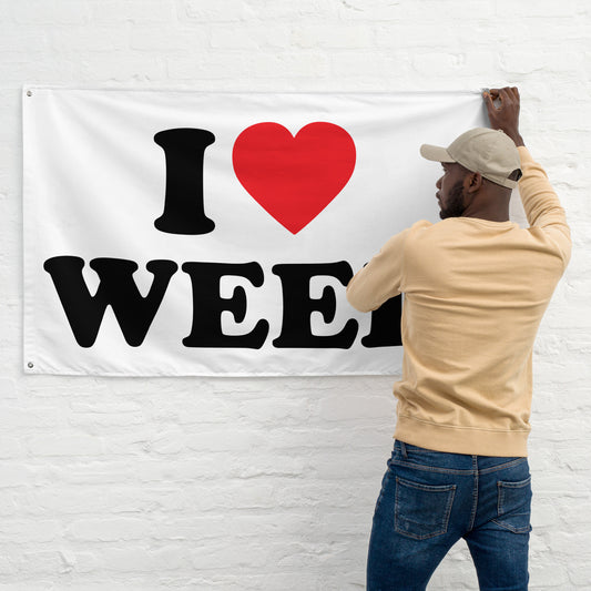 I LOVE WEED Flagge - finestshirts.de