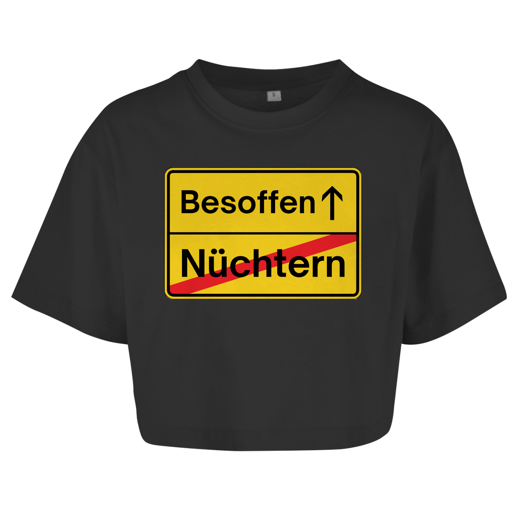 Nüchtern - Besoffen (Ortsschild) Crop-Top - finestshirts.de