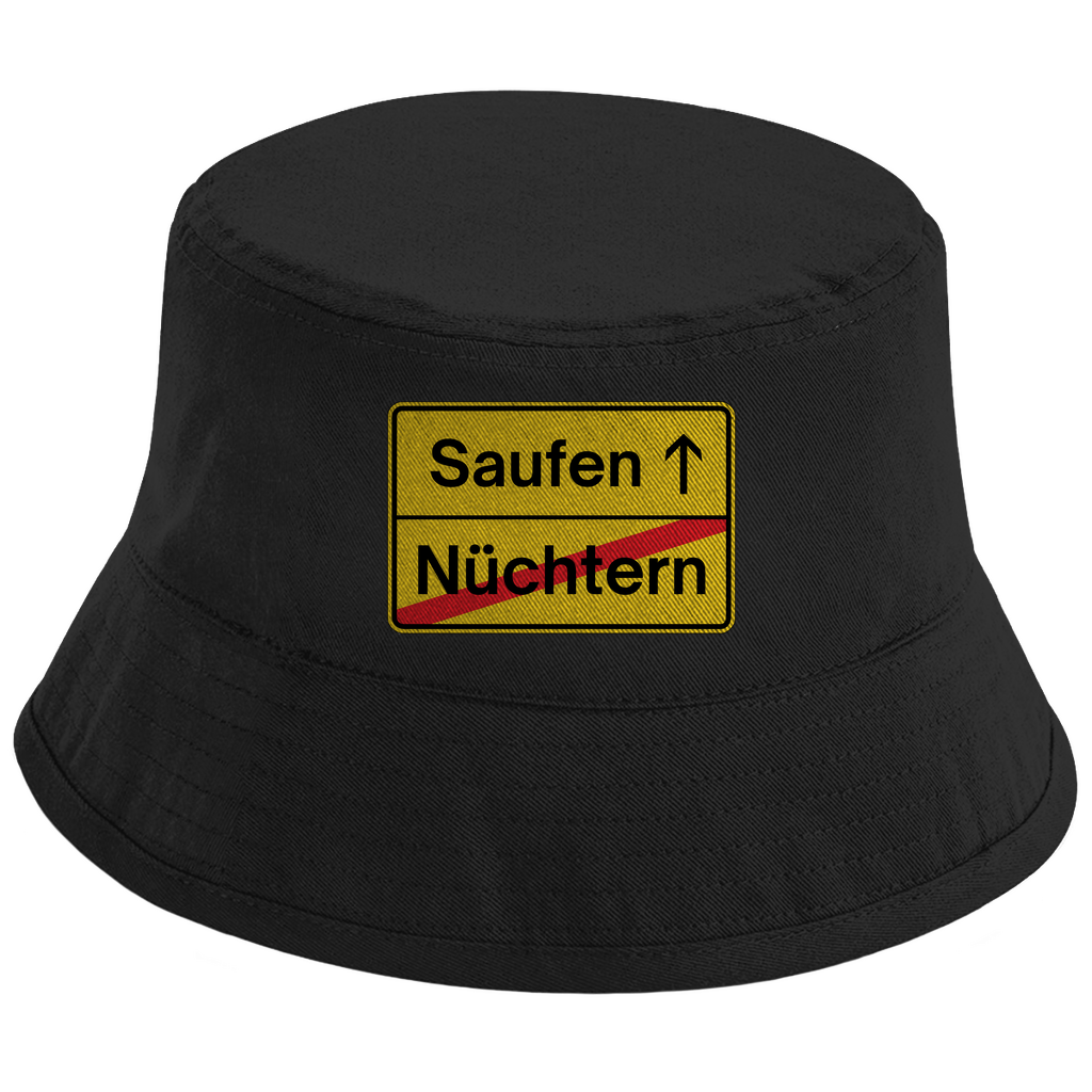 Nüchtern - Saufen (Ortsschild) Fischerhut - finestshirts.de